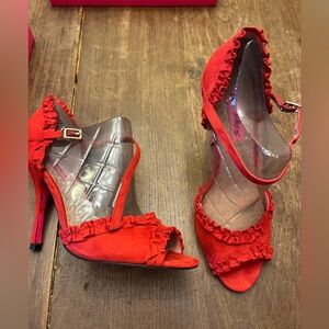Betsey Johnson Balladd red suede size 9 ruffled suede